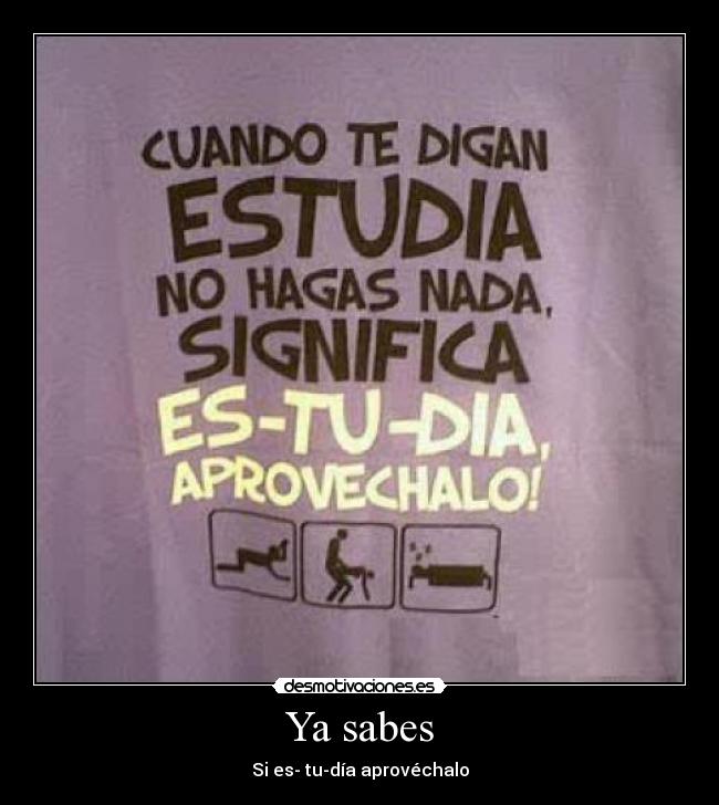 Ya sabes - Si es- tu-día aprovéchalo