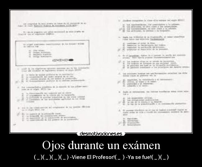 Ojos durante un exámen -