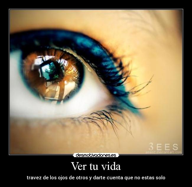 Ver tu vida - travez de los ojos de otros y darte cuenta que no estas solo