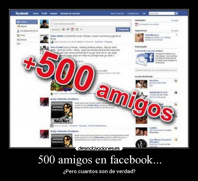 500 amigos en facebook... - ¿Pero cuantos son de verdad?