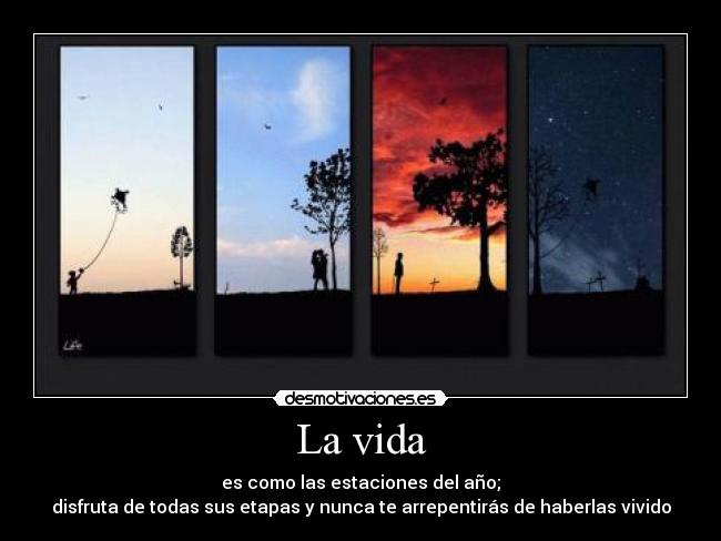La vida - es como las estaciones del año;
disfruta de todas sus etapas y nunca te arrepentirás de haberlas vivido