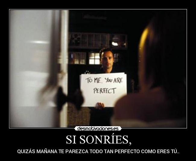 SI SONRÍES, - QUIZÁS MAÑANA TE PAREZCA TODO TAN PERFECTO COMO ERES TÚ..