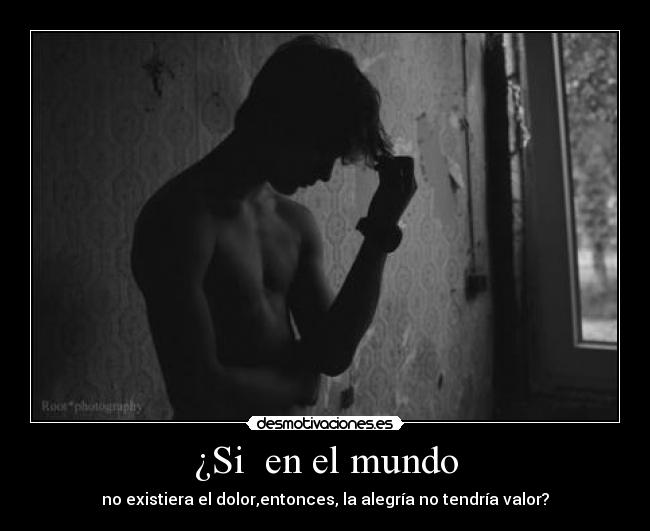 ¿Si  en el mundo - no existiera el dolor,entonces, la alegría no tendría valor?