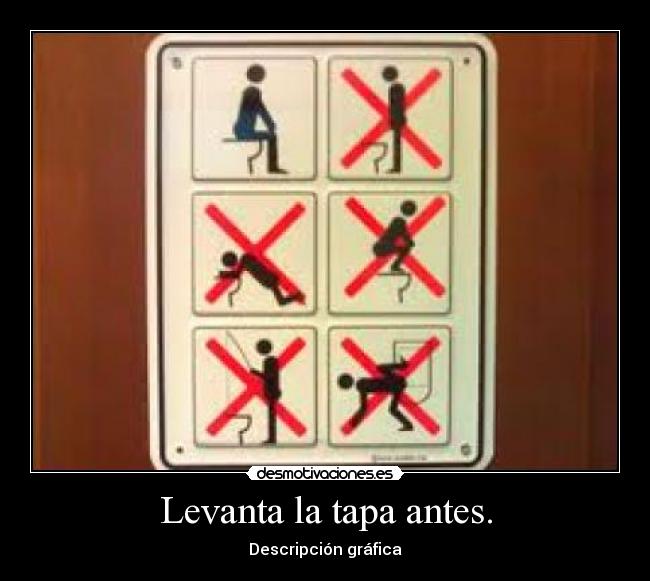 Levanta la tapa antes. - Descripción gráfica