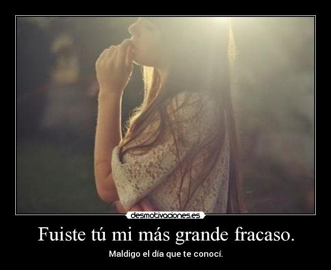Fuiste tú mi más grande fracaso. - Maldigo el día que te conocí.