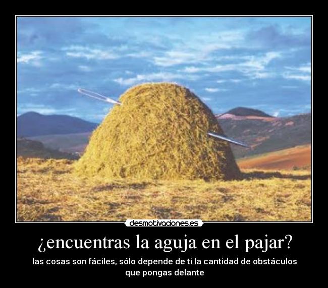 ¿encuentras la aguja en el pajar? - las cosas son fáciles, sólo depende de ti la cantidad de obstáculos que pongas delante