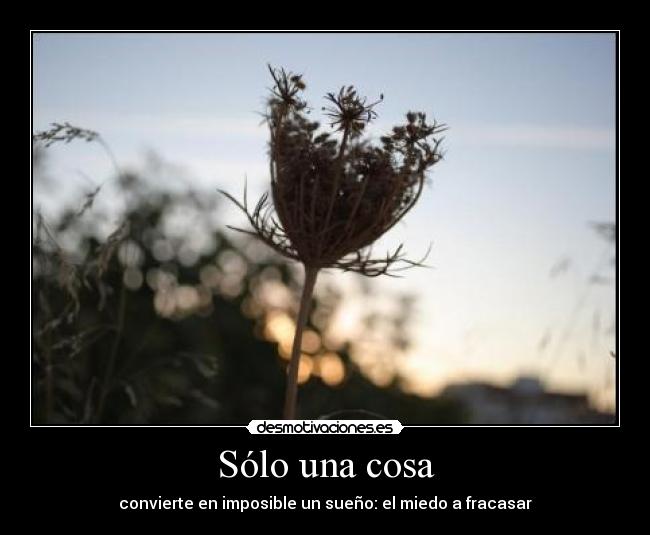 Sólo una cosa - convierte en imposible un sueño: el miedo a fracasar