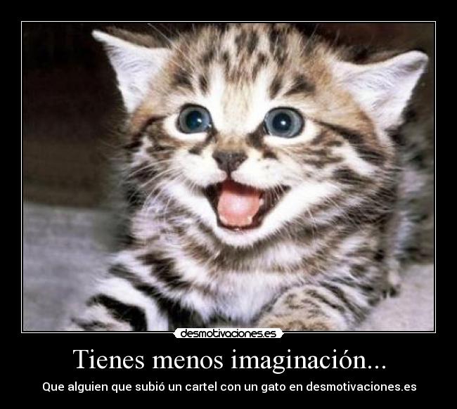Tienes menos imaginación... - Que alguien que subió un cartel con un gato en desmotivaciones.es