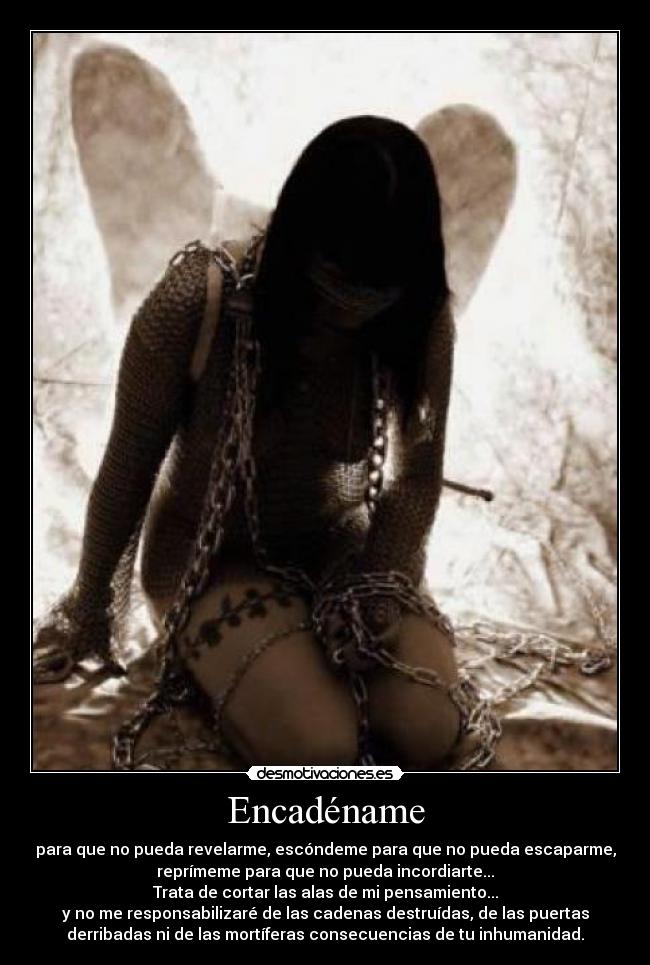 carteles encadename para que pueda revelarme escondeme para que pueda escaparme reprimeme para que desmotivaciones