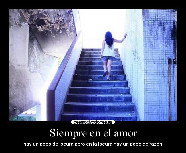 Siempre en el amor - hay un poco de locura pero en la locura hay un poco de razón.