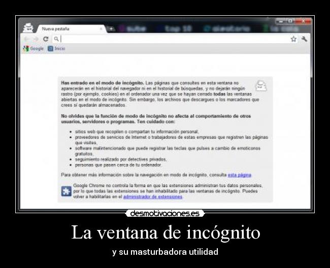 La ventana de incógnito - y su masturbadora utilidad
