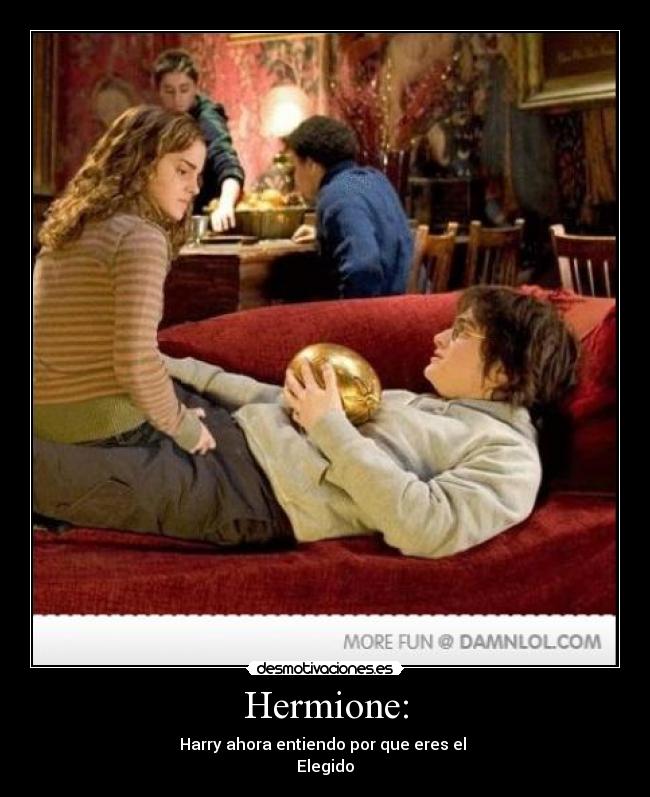 Hermione: - Harry ahora entiendo por que eres el 
Elegido