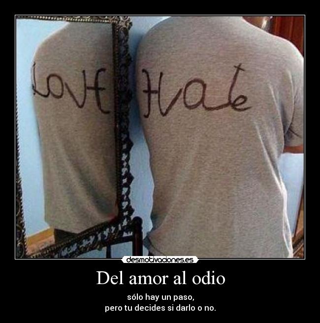 Del amor al odio - sólo hay un paso,
pero tu decides si darlo o no.