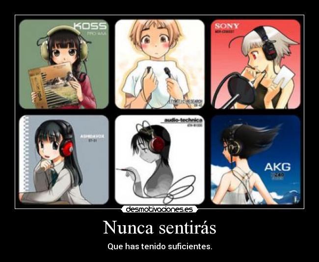Nunca sentirás - Que has tenido suficientes.