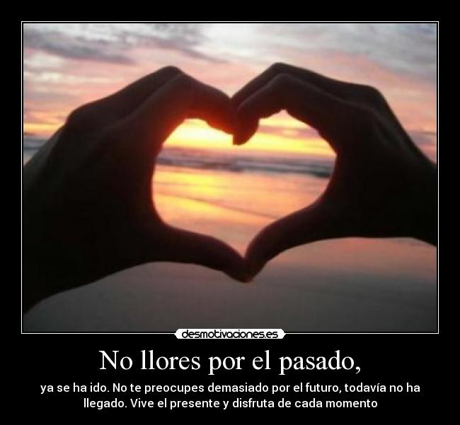 No llores por el pasado, - ya se ha ido. No te preocupes demasiado por el futuro, todavía no ha
llegado. Vive el presente y disfruta de cada momento