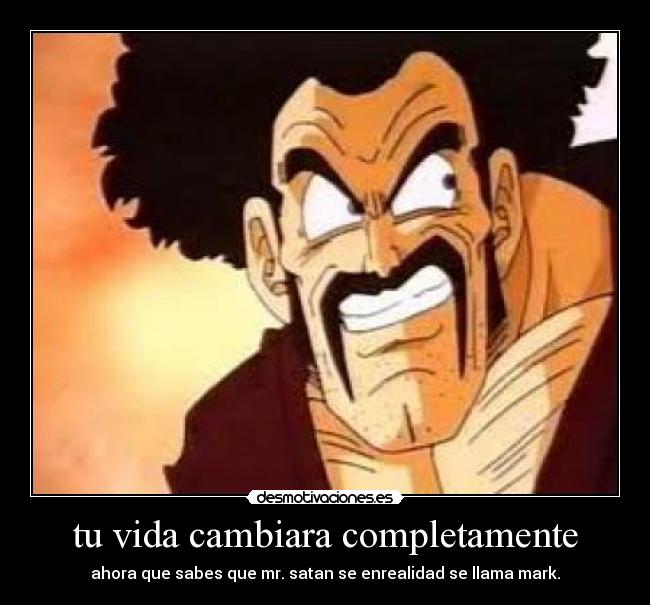 tu vida cambiara completamente - ahora que sabes que mr. satan se enrealidad se llama mark.