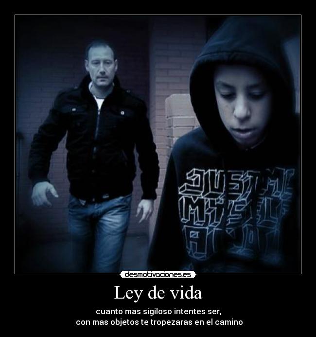 Ley de vida - cuanto mas sigiloso intentes ser,
 con mas objetos te tropezaras en el camino