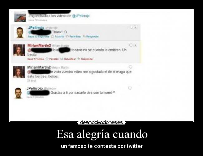 Esa alegría cuando - un famoso te contesta por twitter