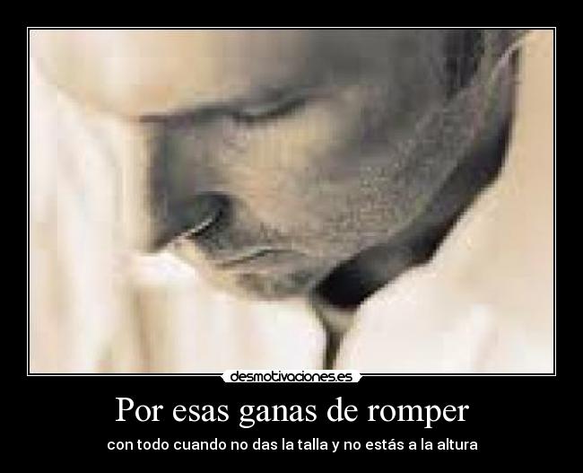 Por esas ganas de romper - con todo cuando no das la talla y no estás a la altura