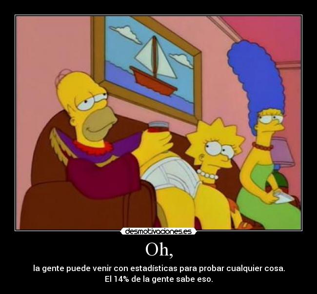 Oh, - la gente puede venir con estadísticas para probar cualquier cosa.
El 14% de la gente sabe eso.