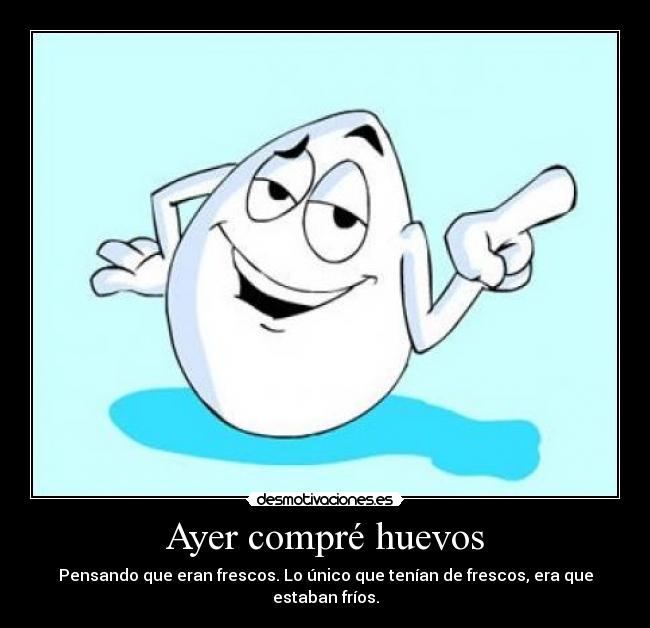 Ayer compré huevos - Pensando que eran frescos. Lo único que tenían de frescos, era que estaban fríos.