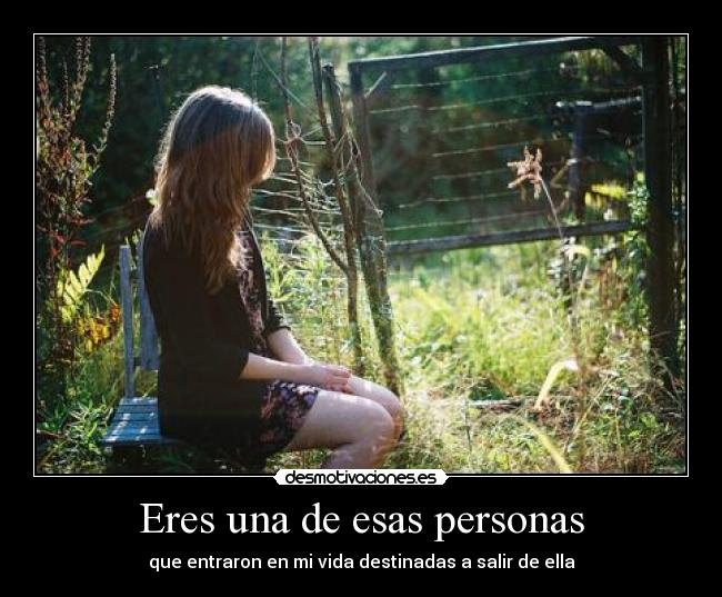 Eres una de esas personas - que entraron en mi vida destinadas a salir de ella