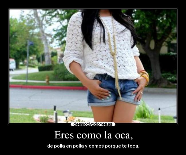 Eres como la oca, - de polla en polla y comes porque te toca.