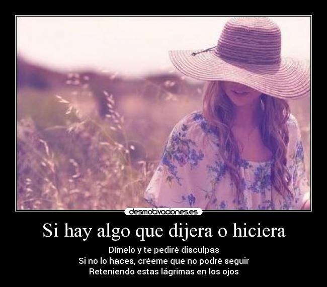 Si hay algo que dijera o hiciera - Dímelo y te pediré disculpas
Si no lo haces, créeme que no podré seguir
Reteniendo estas lágrimas en los ojos