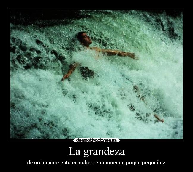 La grandeza - de un hombre está en saber reconocer su propia pequeñez.