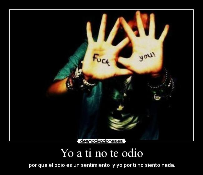 Yo a ti no te odio - por que el odio es un sentimiento  y yo por ti no siento nada.