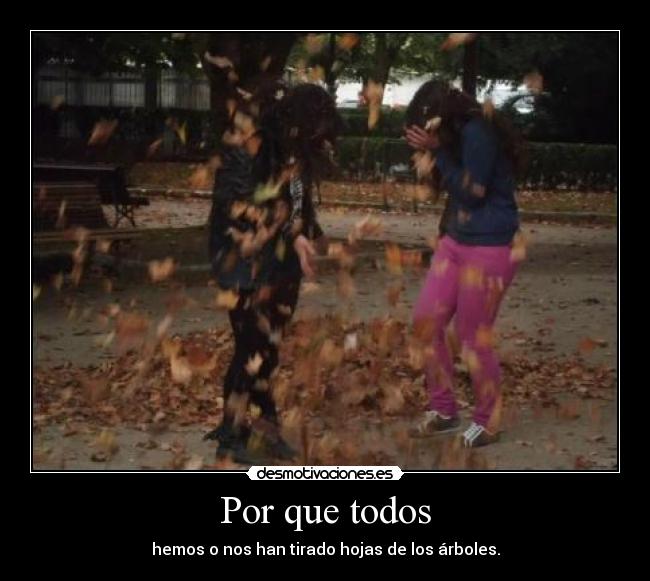 Por que todos - hemos o nos han tirado hojas de los árboles.