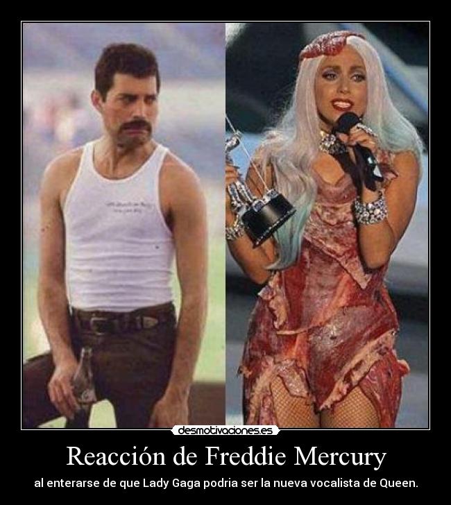 Reacción de Freddie Mercury - al enterarse de que Lady Gaga podria ser la nueva vocalista de Queen.