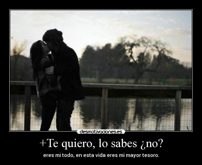 +Te quiero, lo sabes ¿no? - eres mi todo, en esta vida eres mi mayor tesoro.