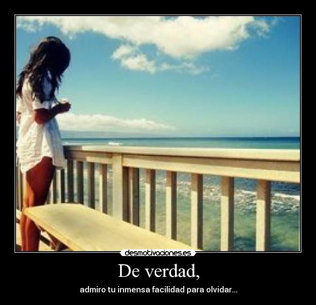 De verdad, - admiro tu inmensa facilidad para olvidar...