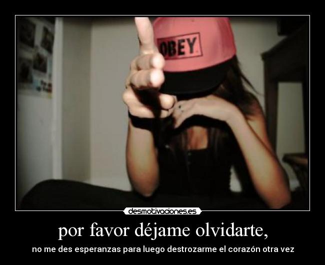 por favor déjame olvidarte, - no me des esperanzas para luego destrozarme el corazón otra vez
