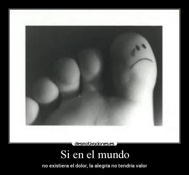 Si en el mundo - no existiera el dolor, la alegría no tendría valor