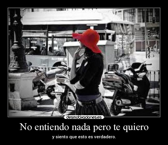 No entiendo nada pero te quiero - y siento que esto es verdadero.
