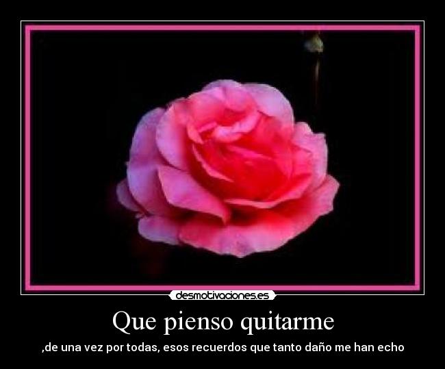 Que pienso quitarme - ,de una vez por todas, esos recuerdos que tanto daño me han echo