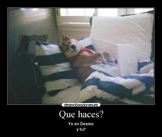 Que haces? - Yo en Desmo
y tu?