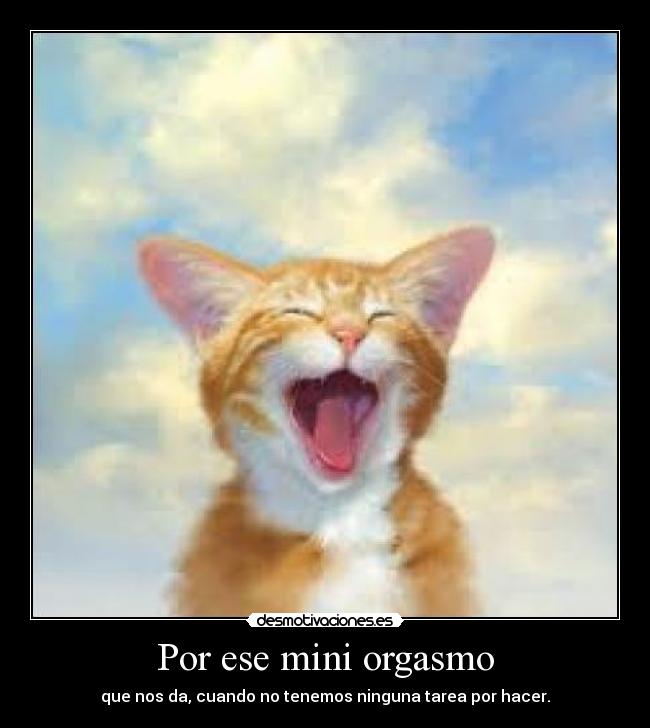 Por ese mini orgasmo - que nos da, cuando no tenemos ninguna tarea por hacer.