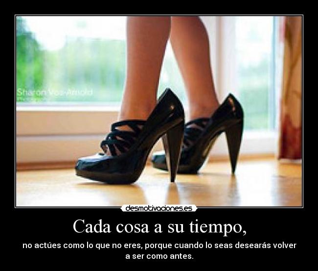 Cada cosa a su tiempo, - no actúes como lo que no eres, porque cuando lo seas desearás volver
a ser como antes.