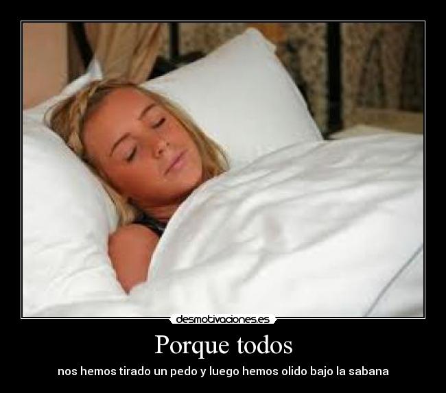 Porque todos - nos hemos tirado un pedo y luego hemos olido bajo la sabana