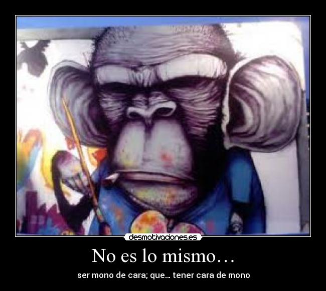 No es lo mismo… - ser mono de cara; que… tener cara de mono