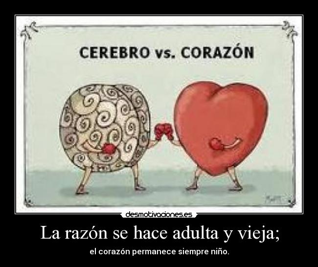 La razón se hace adulta y vieja; - el corazón permanece siempre niño.