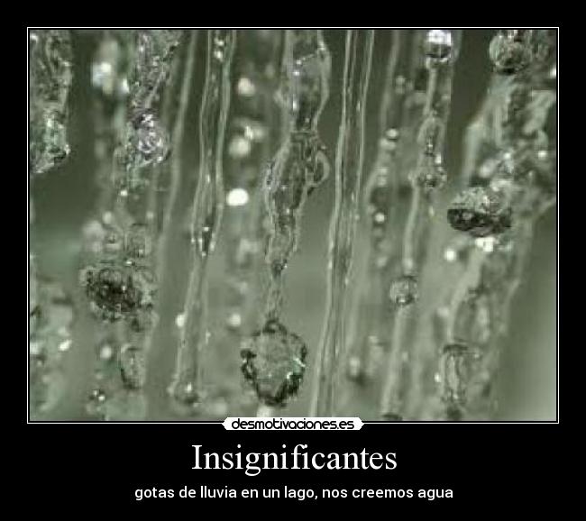 Insignificantes - gotas de lluvia en un lago, nos creemos agua