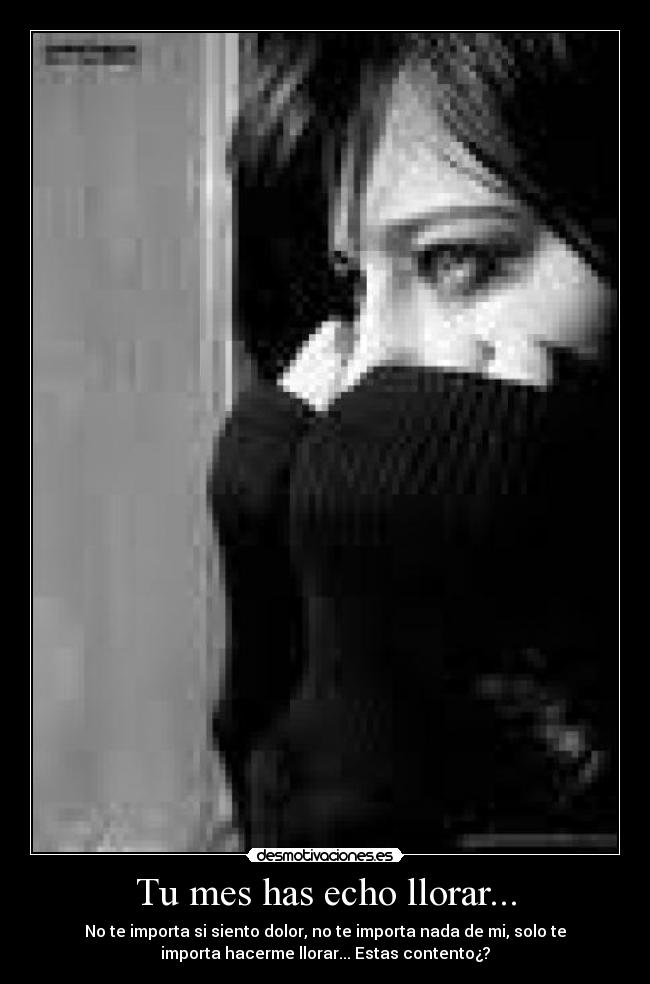 Tu mes has echo llorar... - No te importa si siento dolor, no te importa nada de mi, solo te
importa hacerme llorar... Estas contento¿?