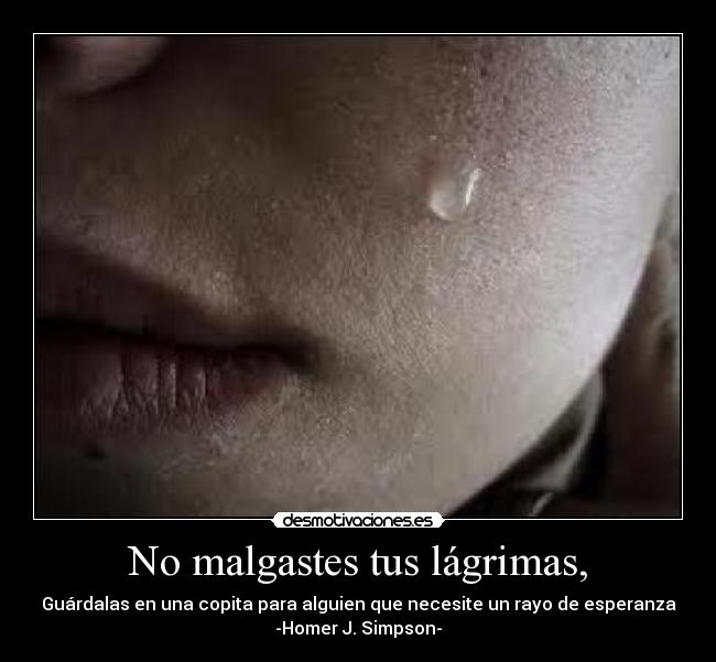 No malgastes tus lágrimas, - 