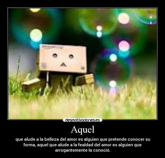 Aquel - que alude a la belleza del amor es alguien que pretende conocer su
forma, aquel que alude a la fealdad del amor es alguien que
arrogantemente la conoció.