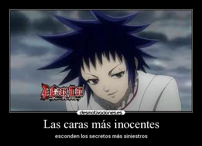 carteles siniestros secretos caras inocencia anime road kameot gray man serie cosplay desmotivaciones