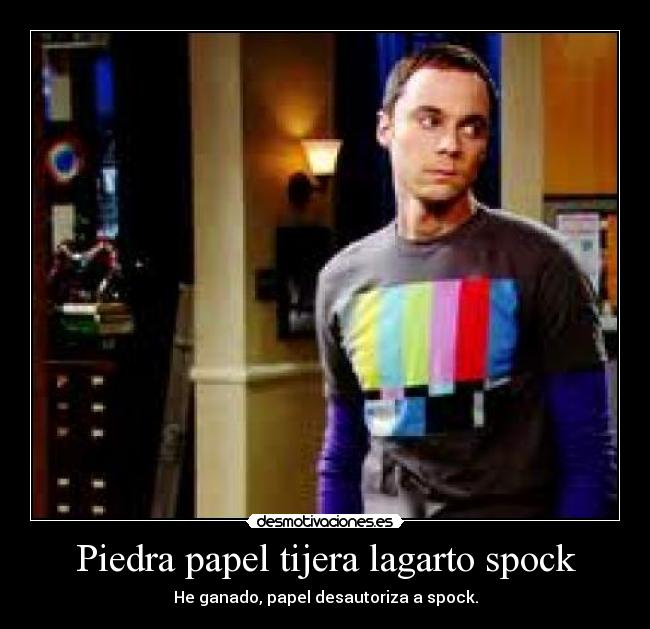 Piedra papel tijera lagarto spock - He ganado, papel desautoriza a spock.